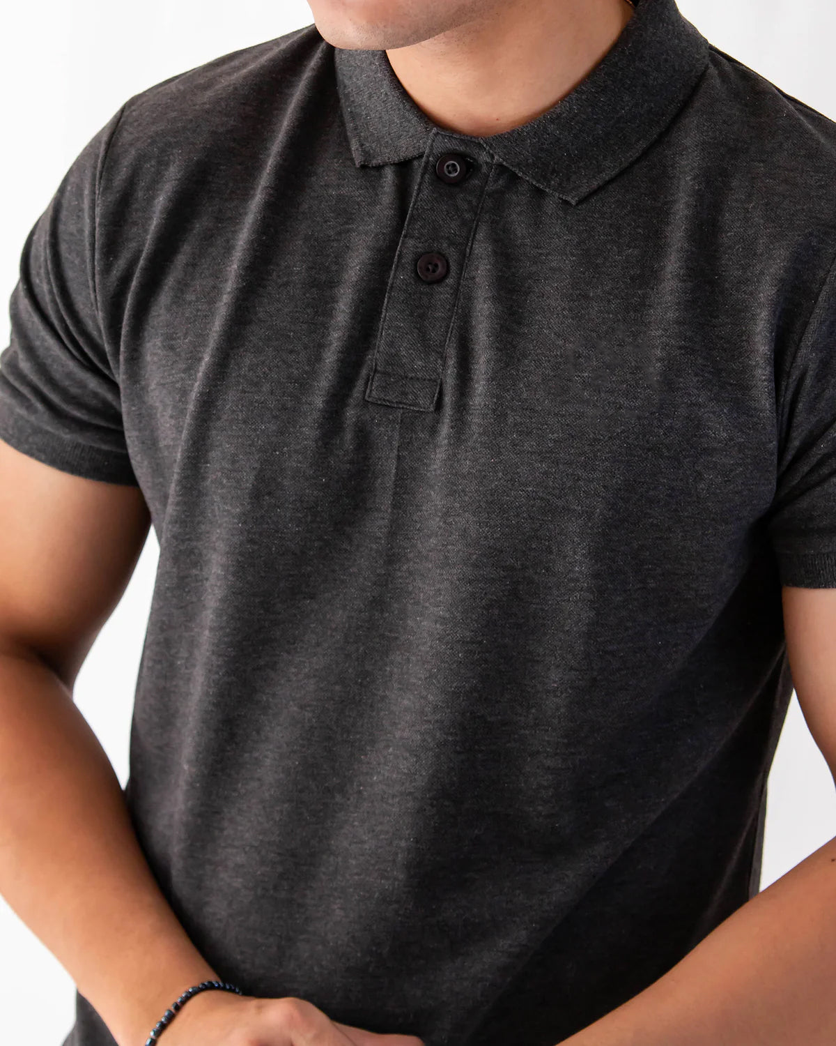 Men's Ribbed Collar Polo - Grey