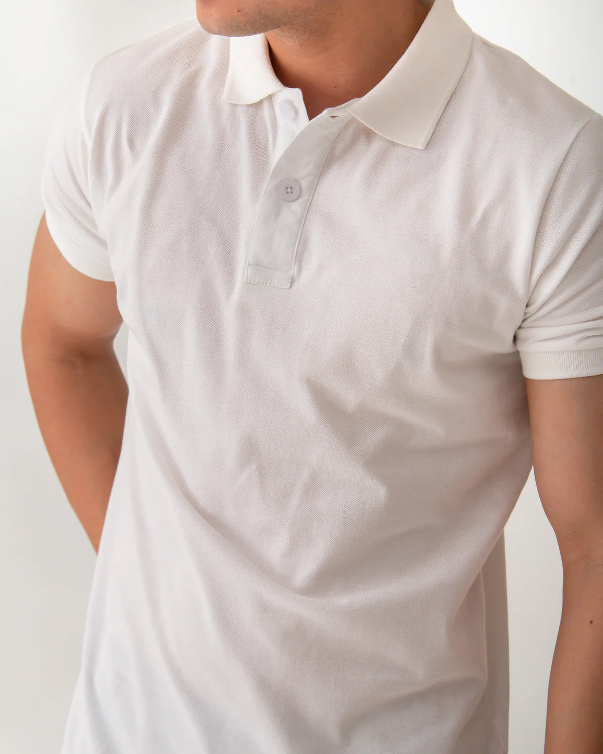Men's Ribbed Collar Polo - White